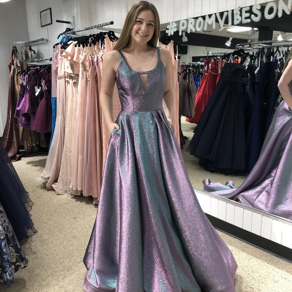 Ashley Lauren Two Tone Metallic A-Line Dress - Picture 5 of 6